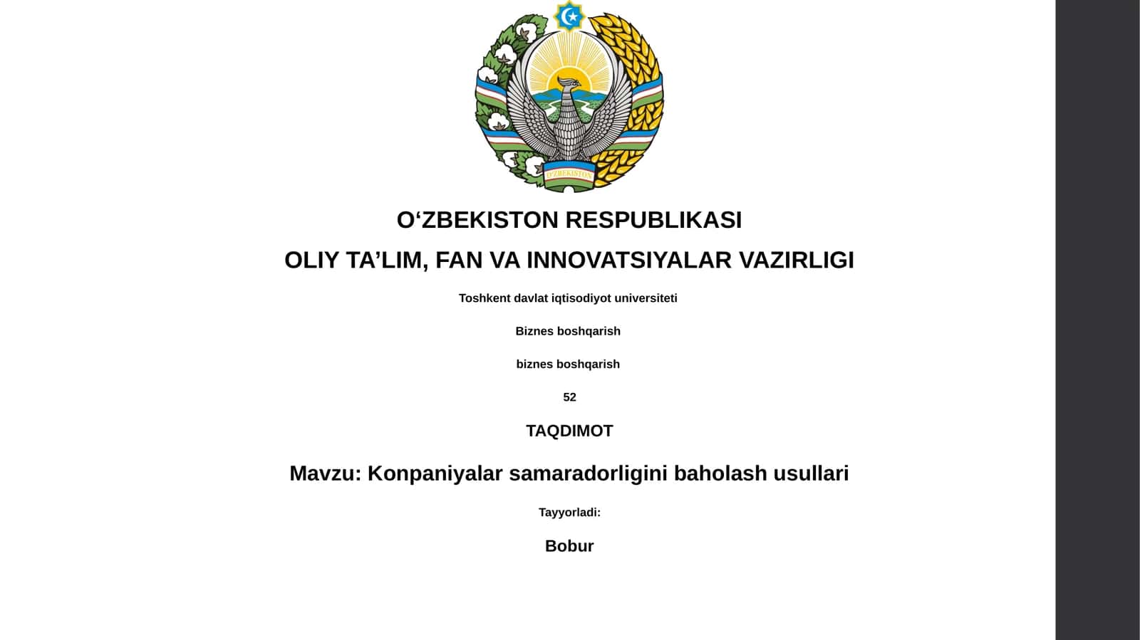 Konpaniyalar samaradorligini baholash usullari 1