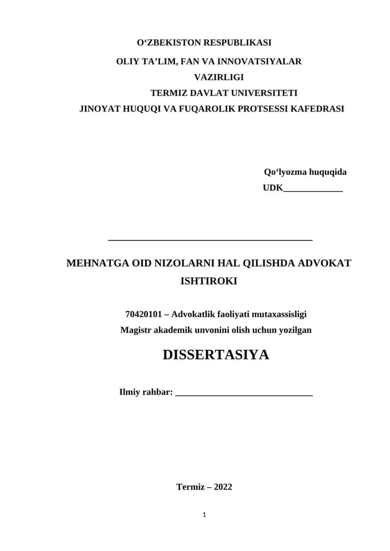 MEHNATGA OID NIZOLARNI HAL QILISHDA ADVOKAT ISHTIROKI 1