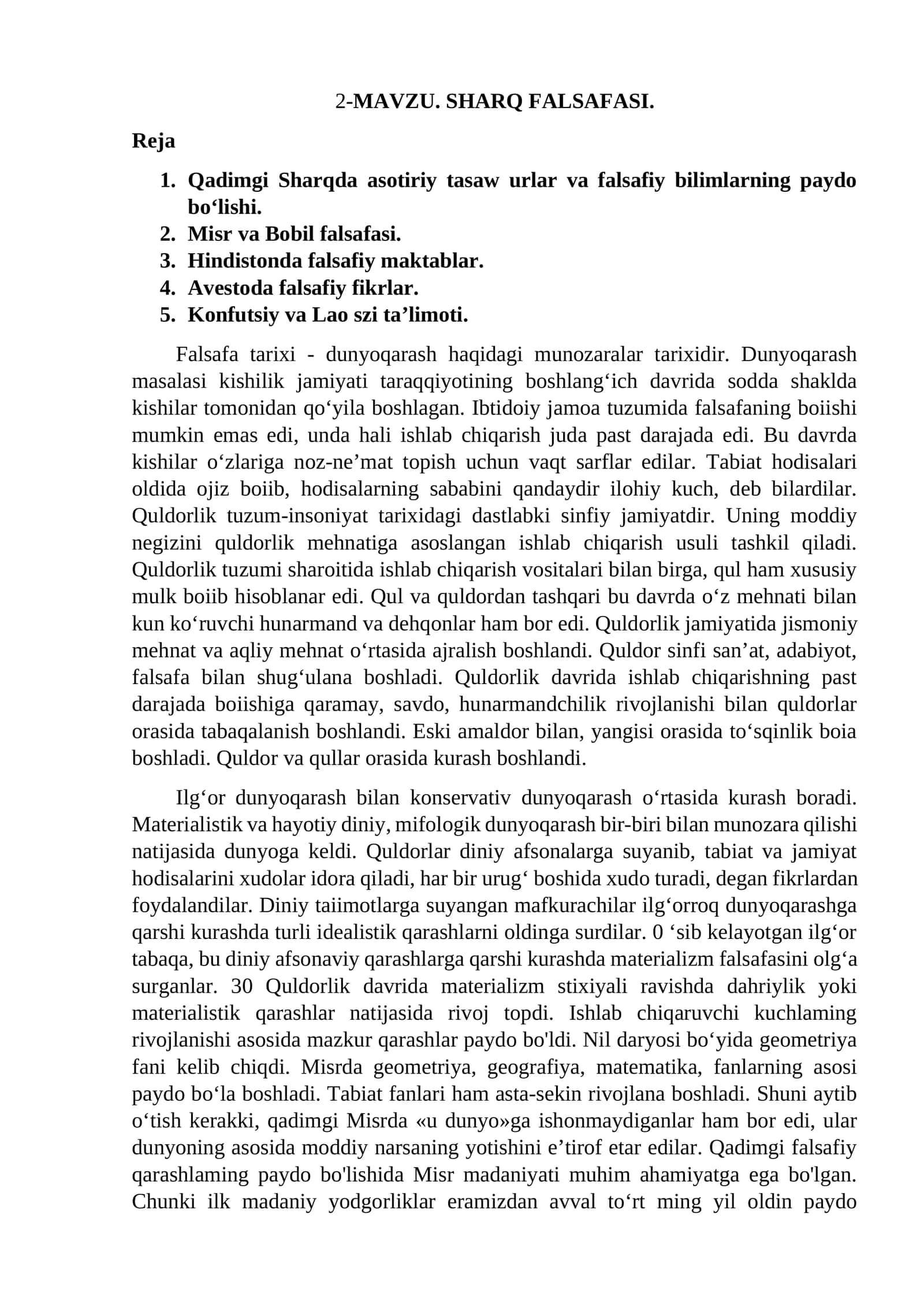 SHARQ FALSAFASI 1