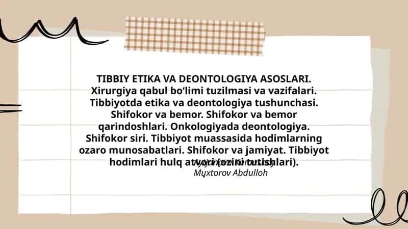 TIBBIY ETIKA VA DEONTOLOGIYA ASOSLARI 1