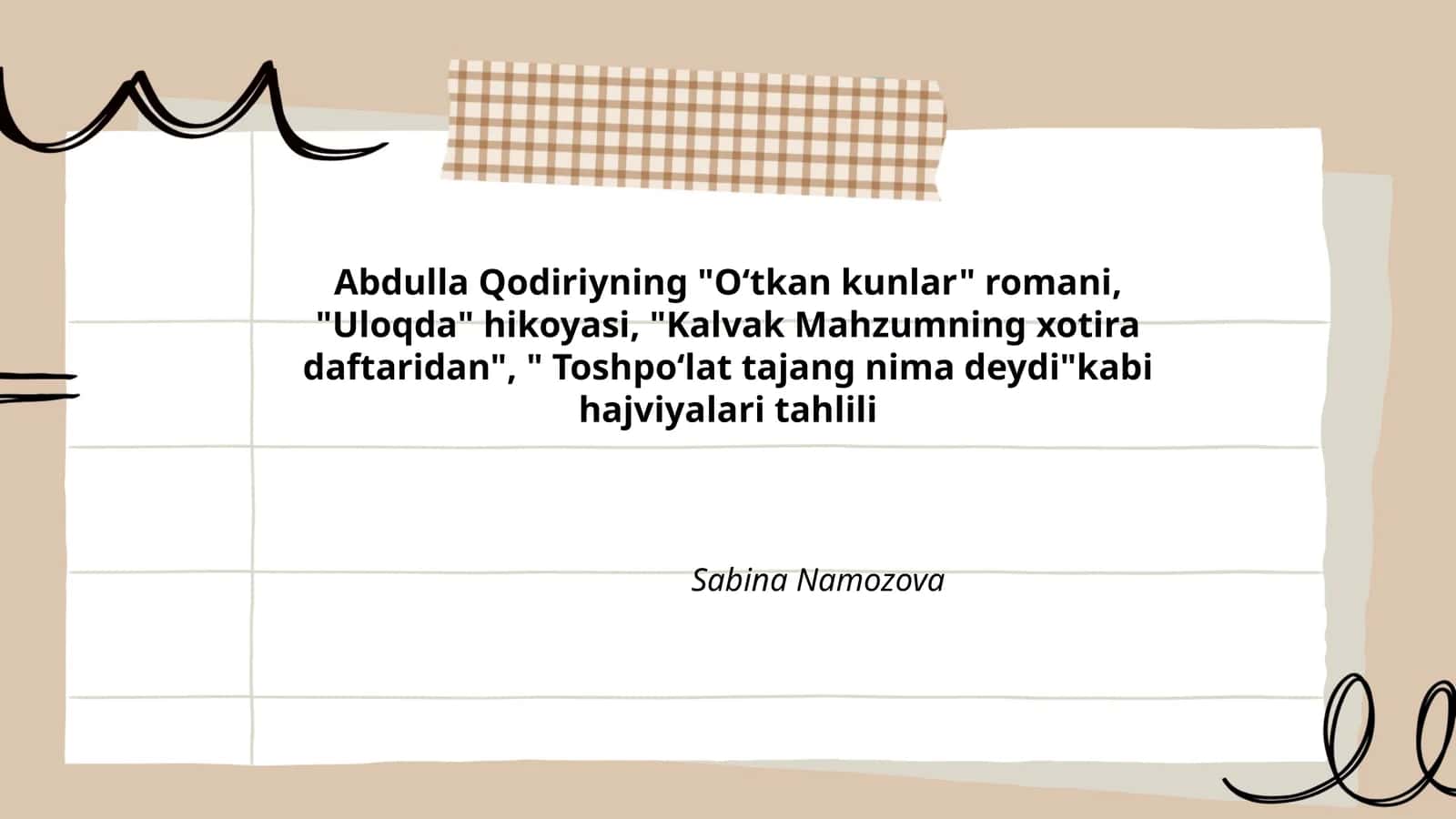 Abdulla Qodiriyning "Oʻtkan kunlar" romani 1