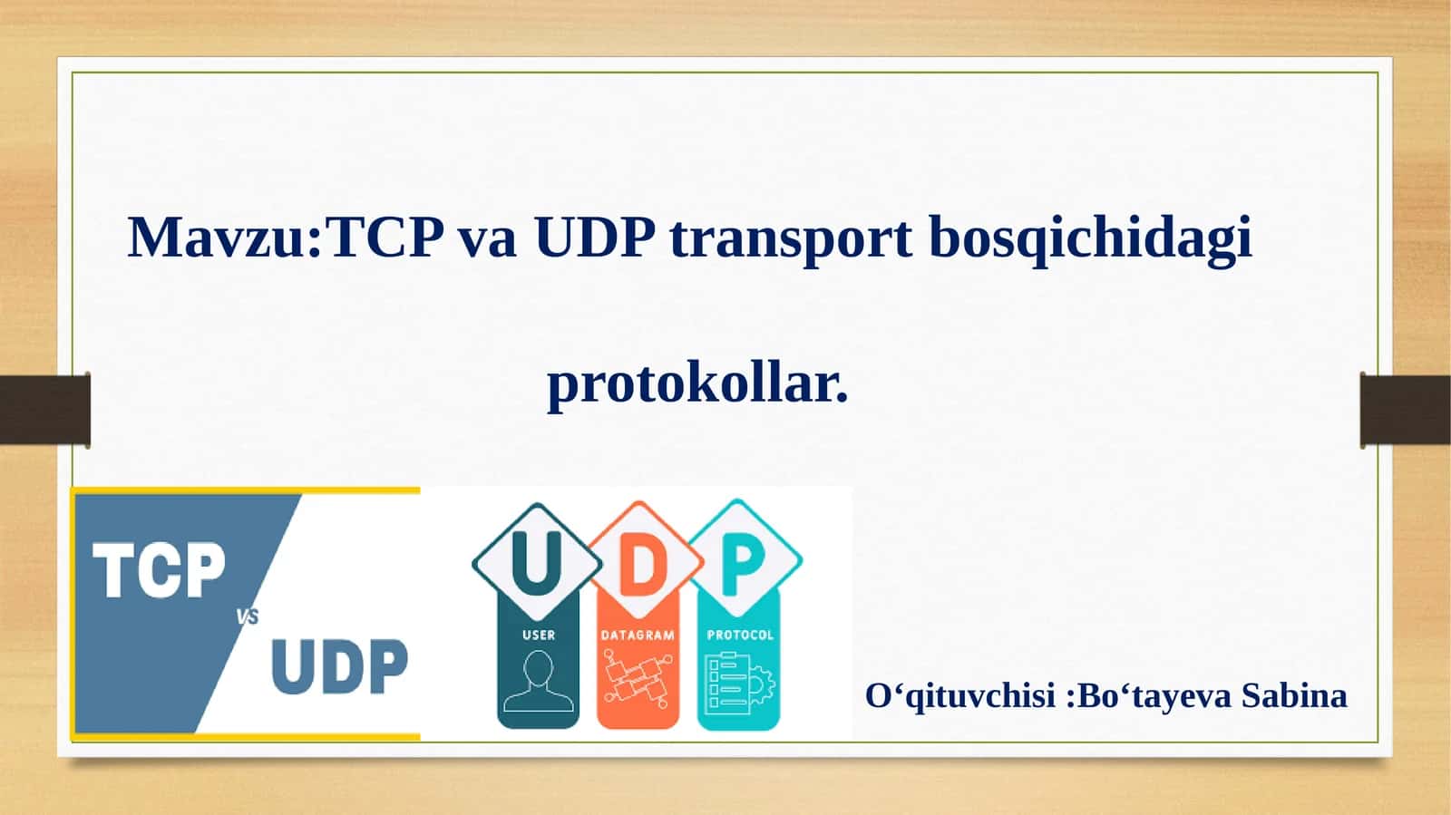 TCP va UDP transport bosqichidagi protokollar 1