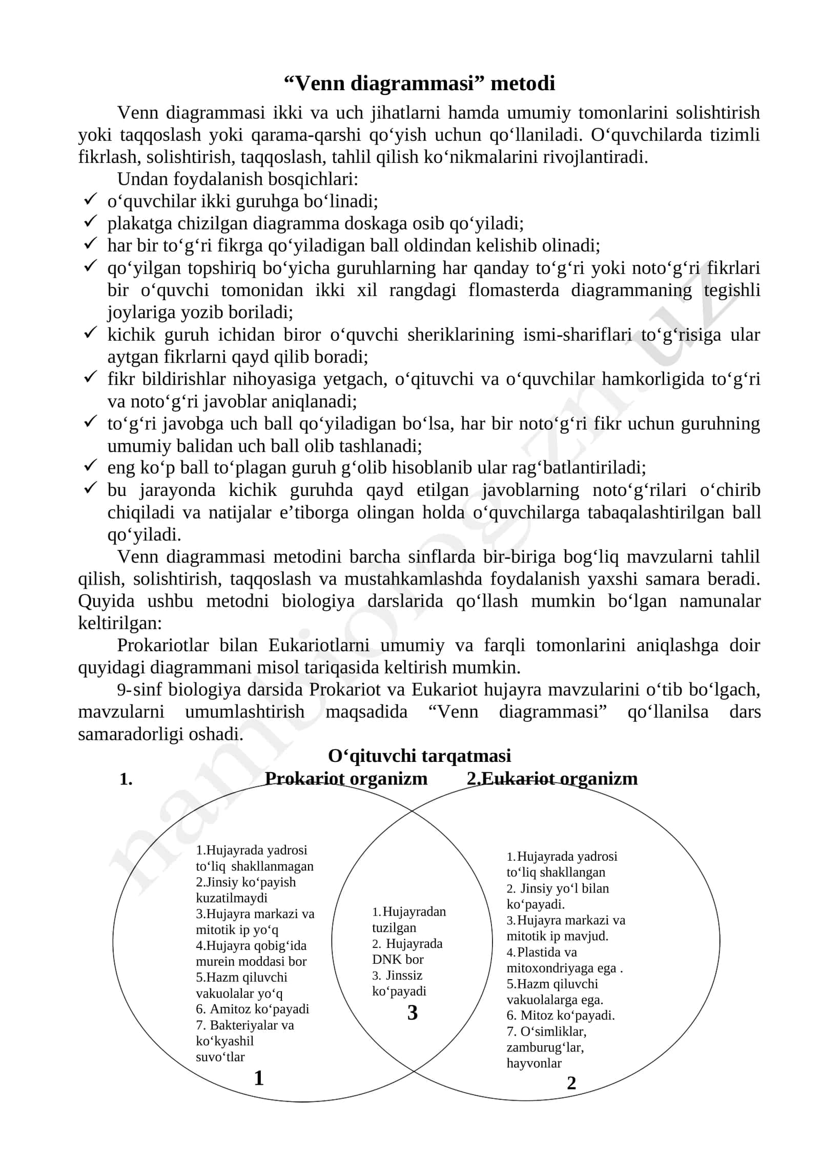 Venn diagrammasi metodi 1