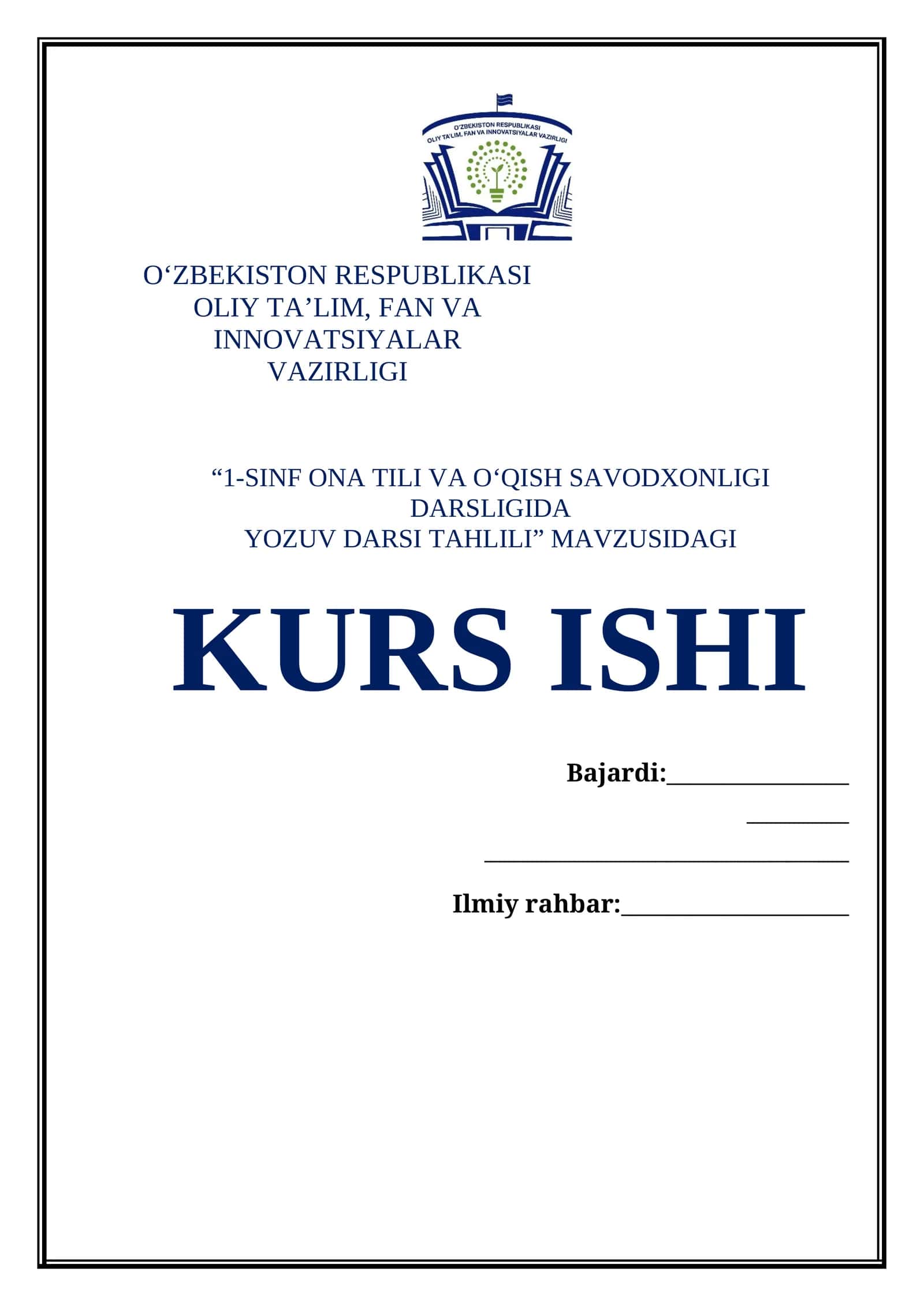 1-SINF ONA TILI VA OʻQISH SAVODXONLIGI DARSLIGIDA YOZUV DARSI TAHLILI 1