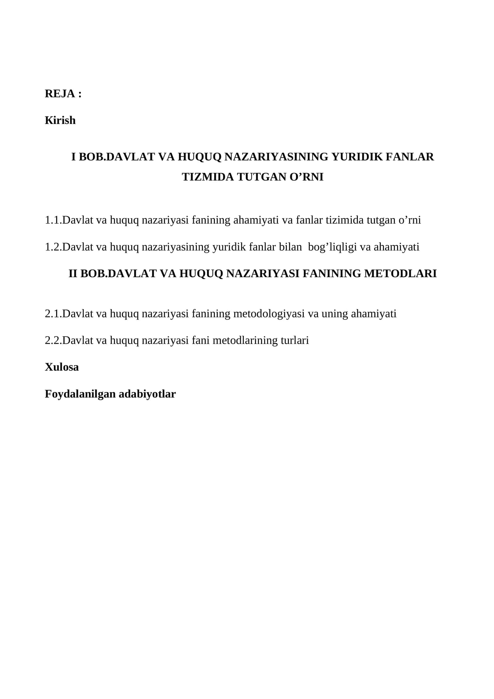 DAVLAT VA HUQUQ NAZARIYASINING YURIDIK FANLAR TIZMIDA TUTGAN O’RNI 1