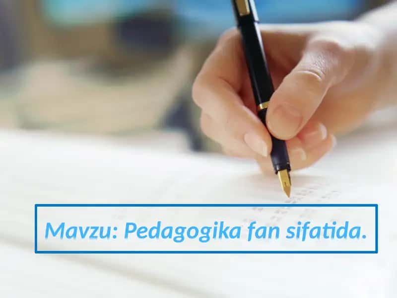 Pedagogikafansifatida 1