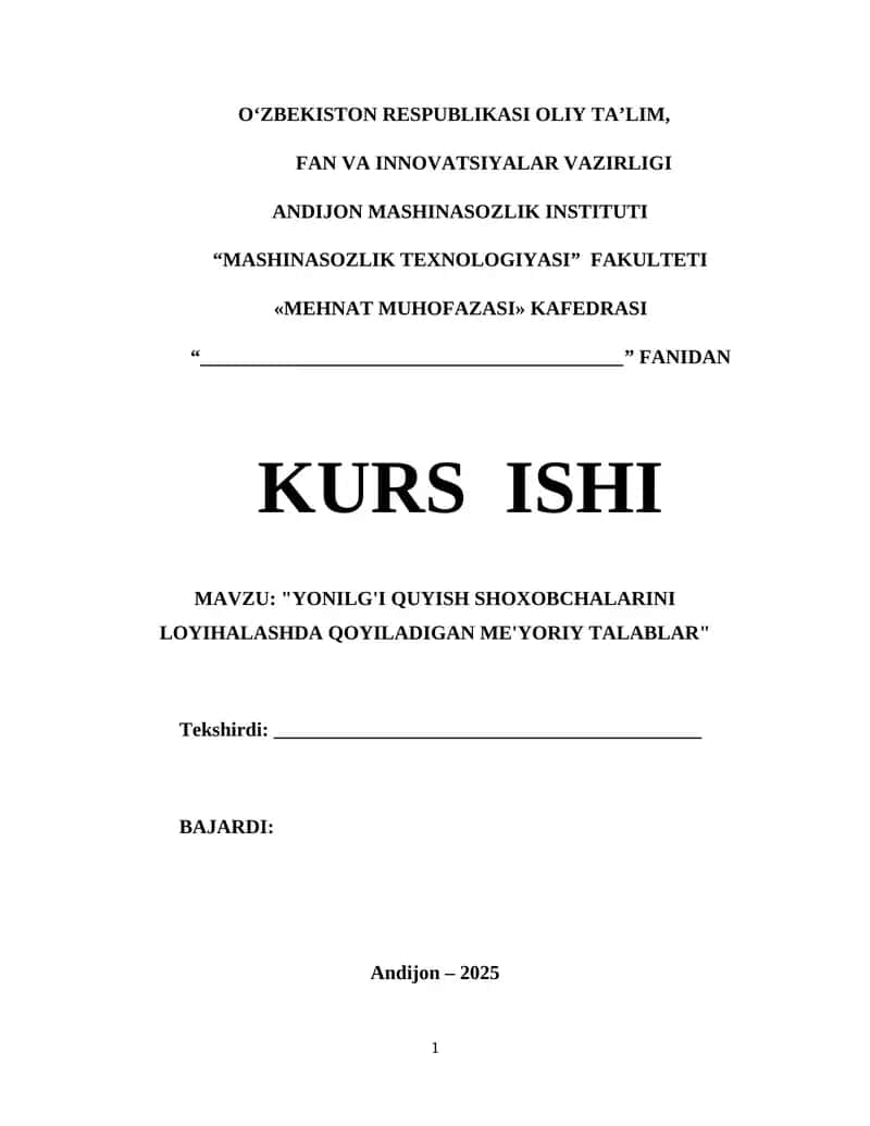 Yonilg'i quyish shoxobchalarini loyihalashda qoyiladigan me'yoriy talablar 1