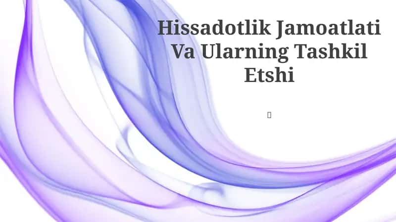 Hissadotlik Jamoatlati Va Ularning Tashkil Etshi 1