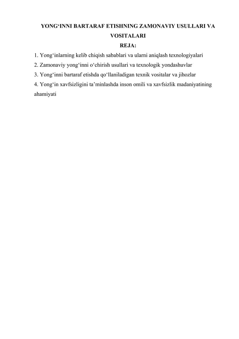 YONG‘INNI BARTARAF ETISHNING ZAMONAVIY USULLARI VA VOSITALARI 1