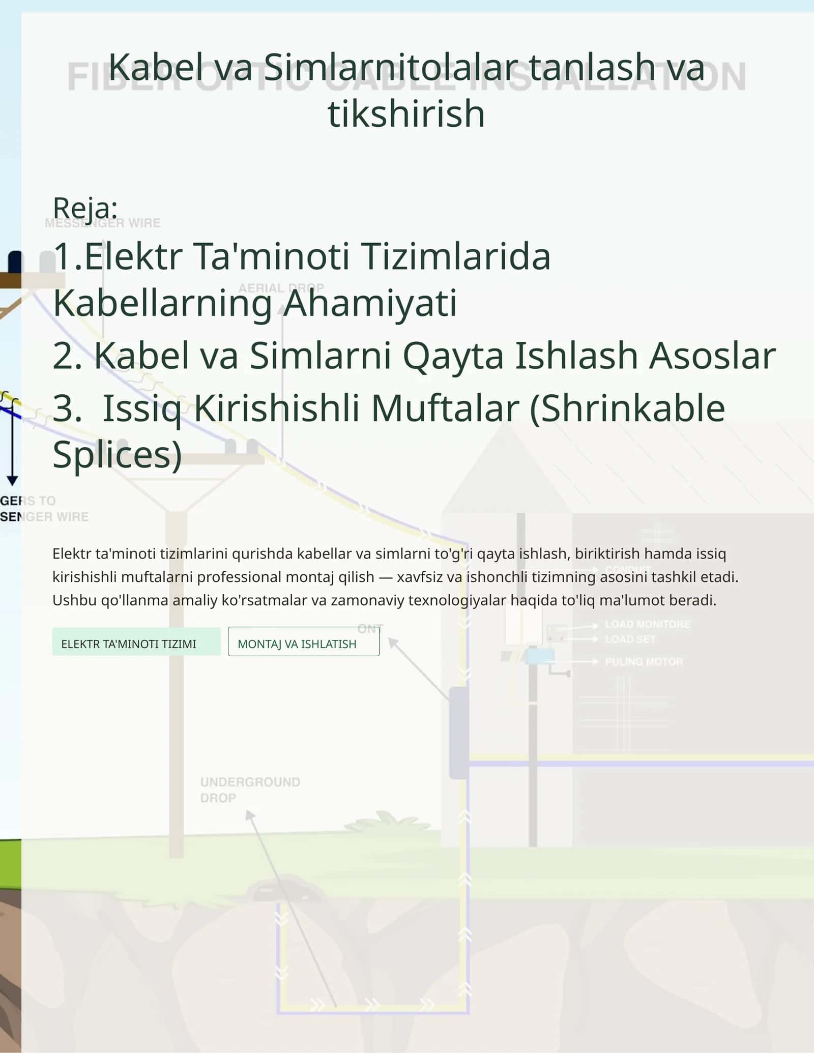 Kabel va Simlarni to'g'ri qayta ishlash 1