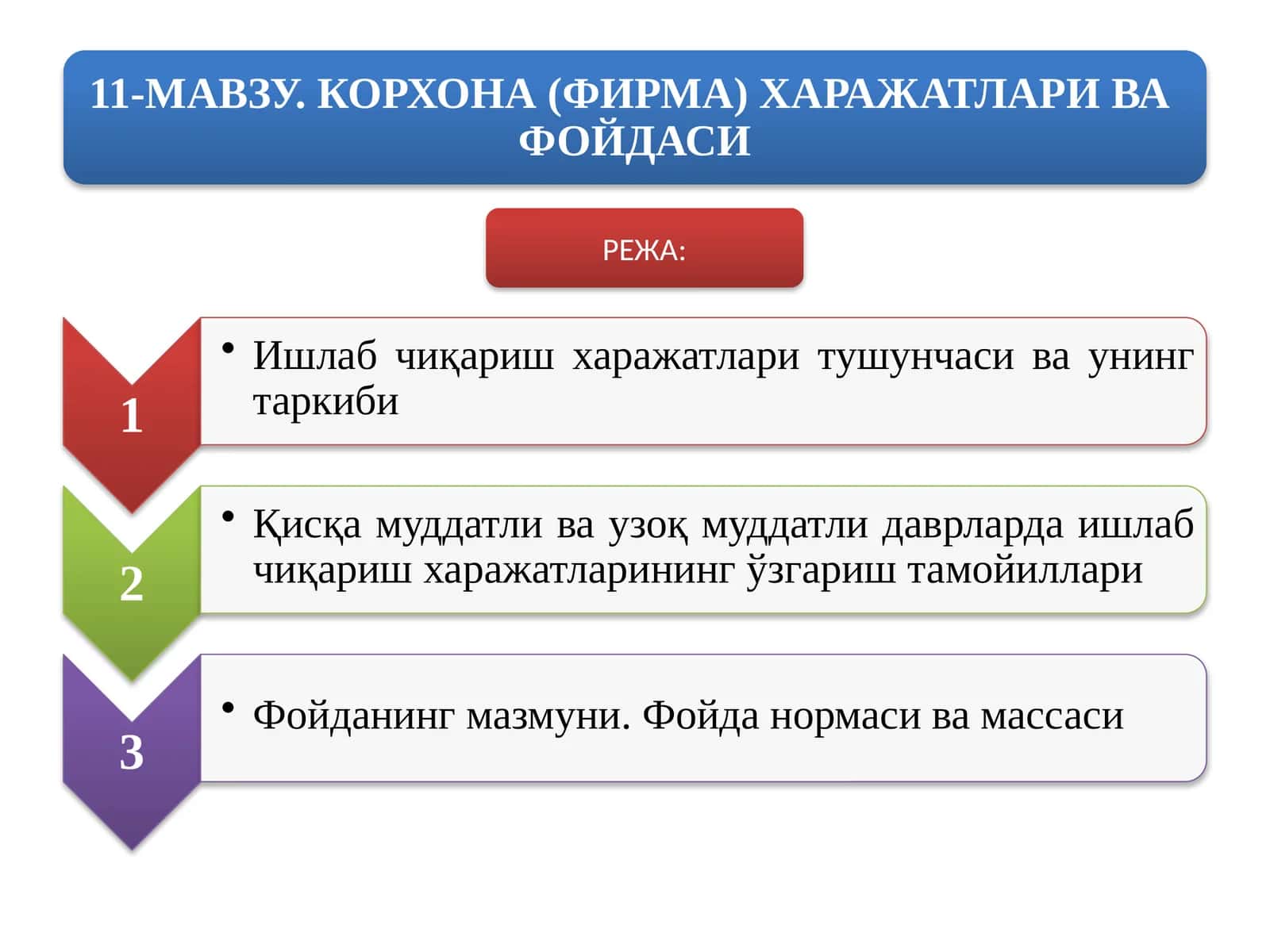 УМУМИЙ ХАРАЖАТЛАР 1