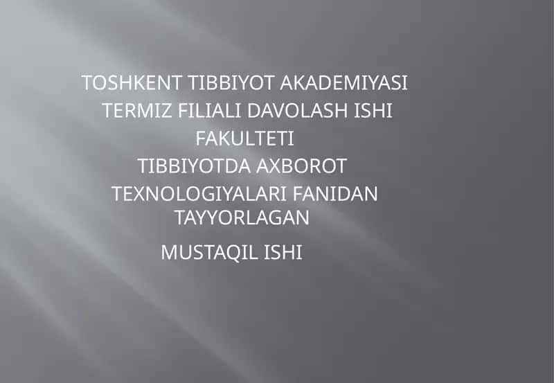 TIBBIY-BIOLOGIK  MASALALARNI YECHISH ALGORITMLARINI  MATEMATIK MODELLASHTIRISH 1