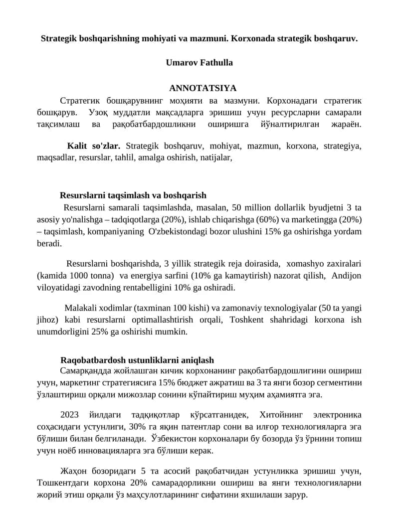 Strategik boshqaruv 1