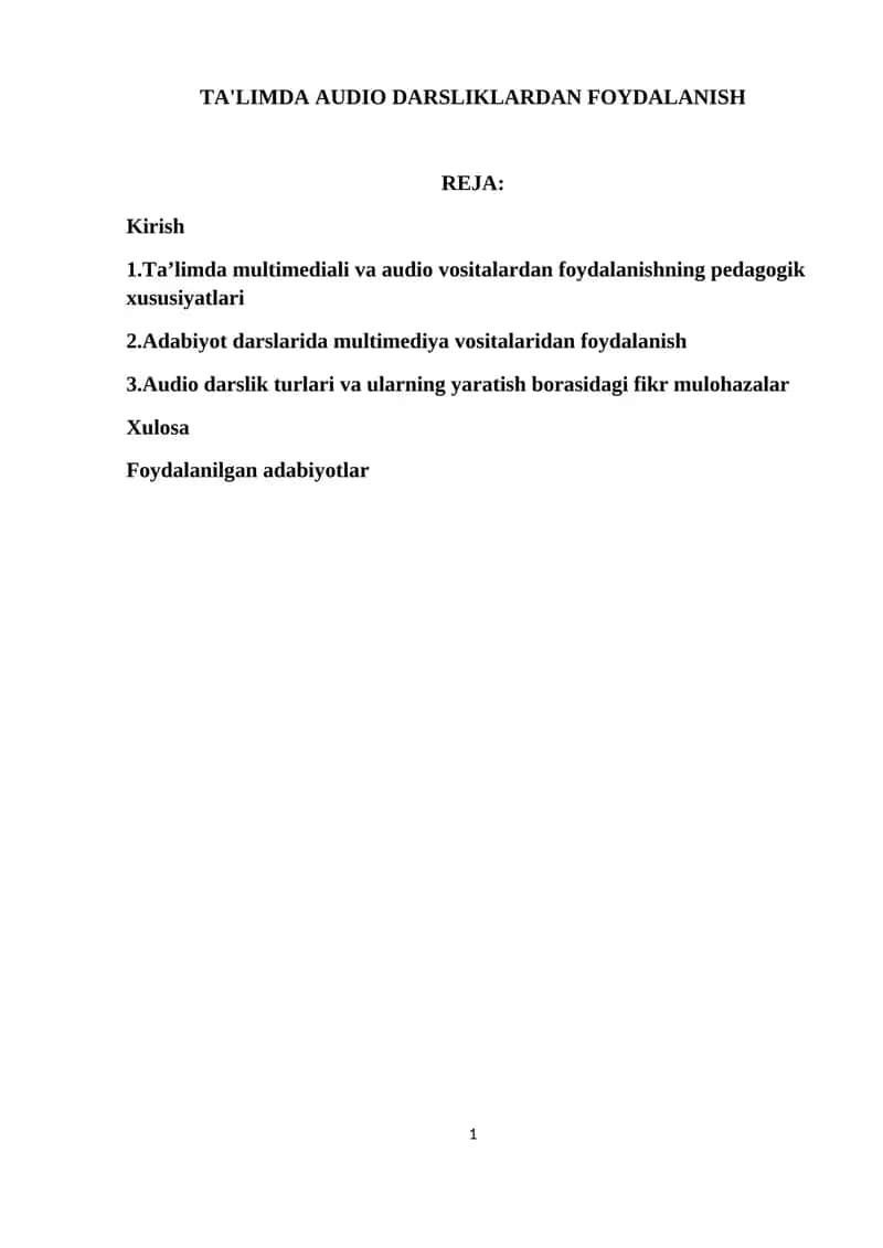 TA'LIMDA AUDIO DARSLIKLARDAN FOYDALANISH 1