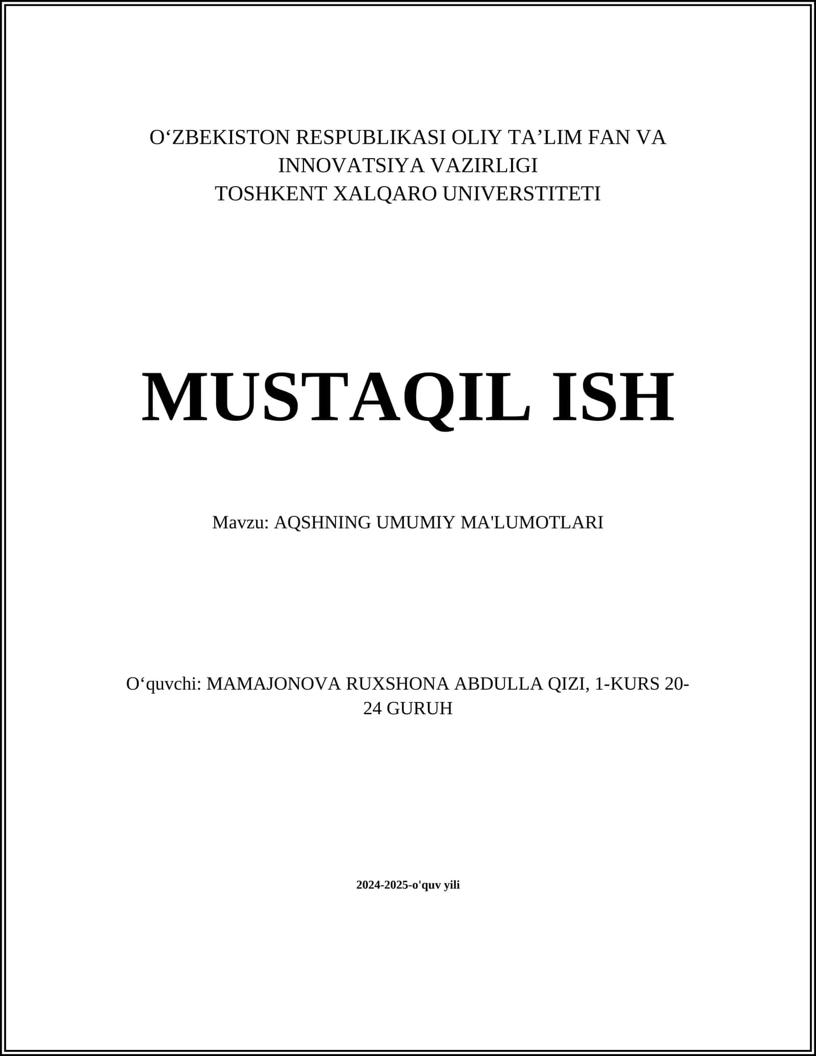 AQSHNING UMUMIY MA'LUMOTLARI 1