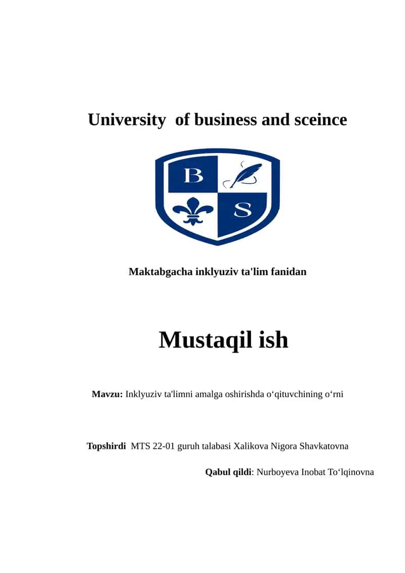 Inklyuziv ta'limni amalga oshirishda oʻqituvchining oʻrni 1