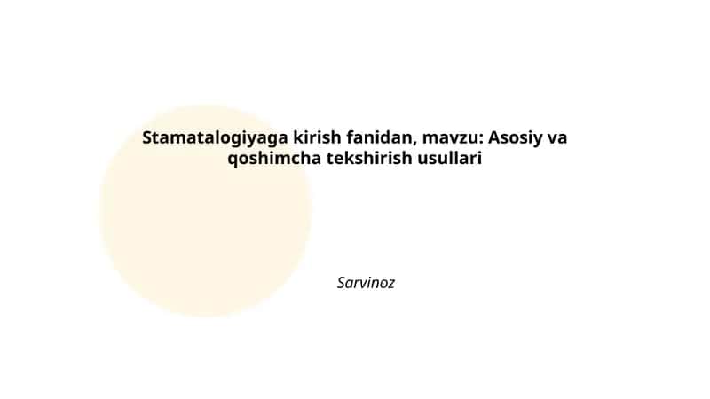 Stamatalogiyaga kirish fanidan 1