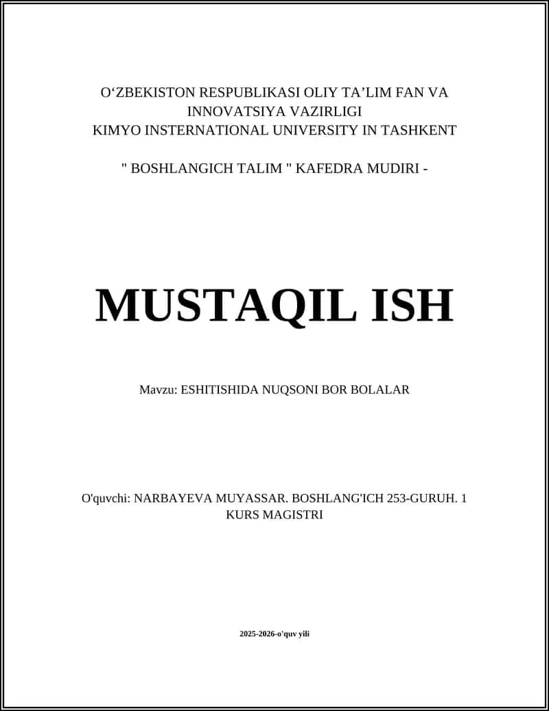 ESHITISHIDA NUQSONI BOR BOLALAR 1