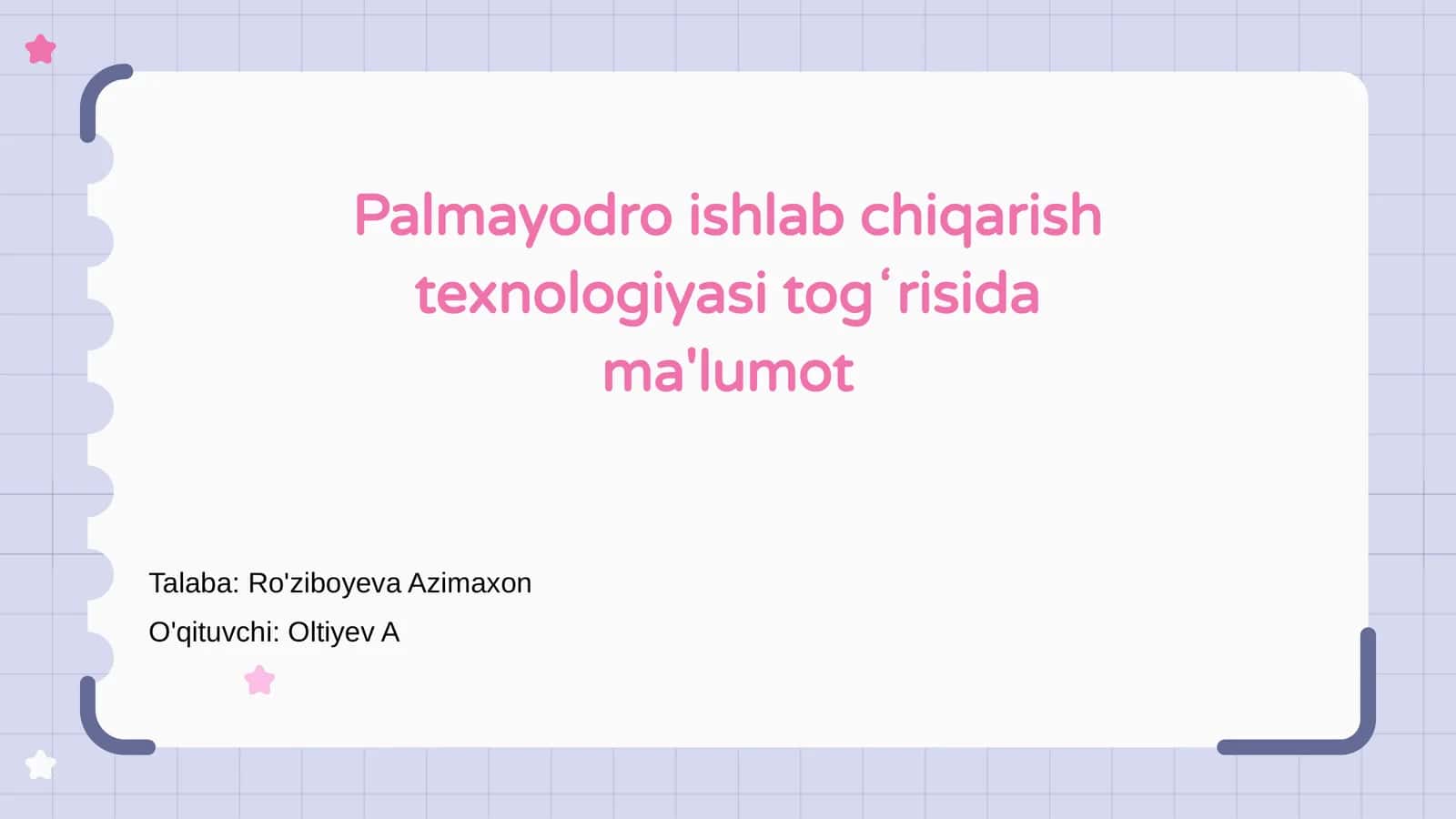 Palmayodro ishlab chiqarish texnologiyasi 1