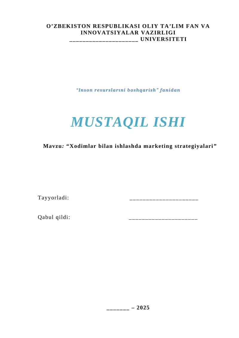 Xodimlar bilan ishlashda marketing strategiyalari (kurs ishi) 1