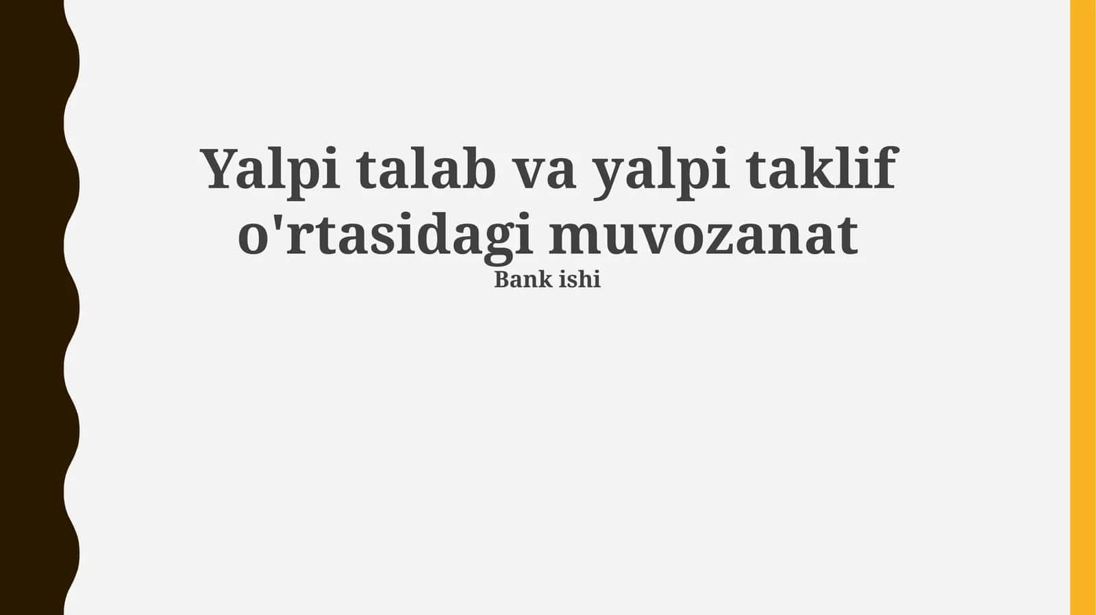 Agregat talab va agregat taklif: Asosiy tushunchalar 1