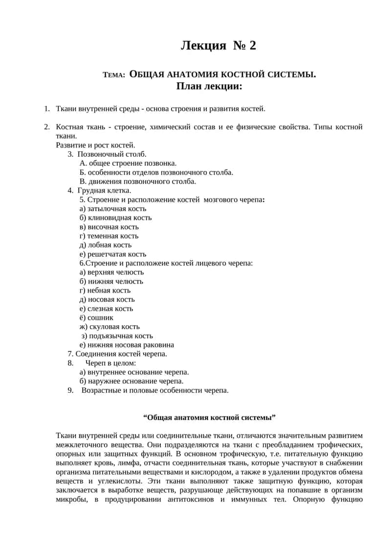 Общая анатомия костной системы 1