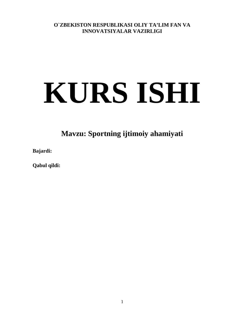 Sportning ijtimoiy ahamiyati 1