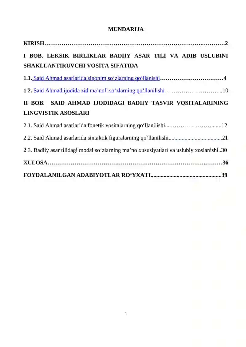 Said Ahmad asarlarining morfologik xususiyatlari