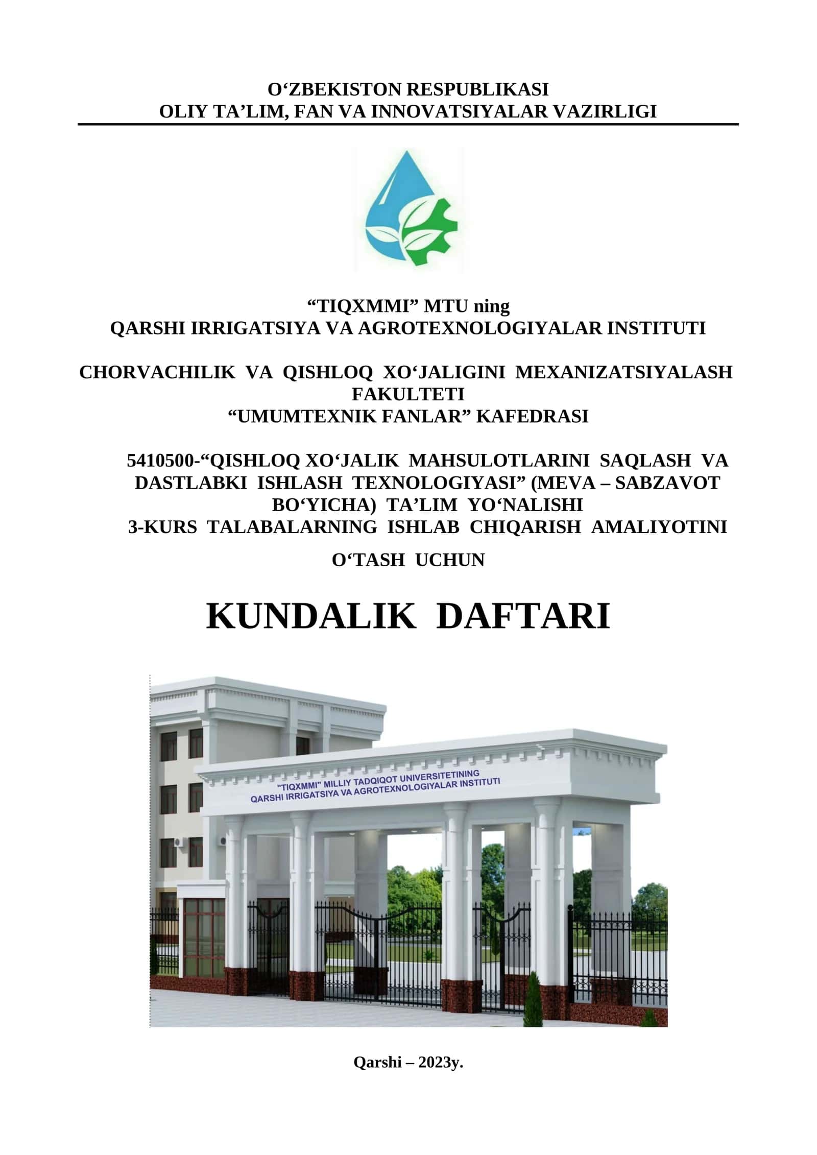“UMUMTEXNIK FANLAR” KAFEDRASI 1