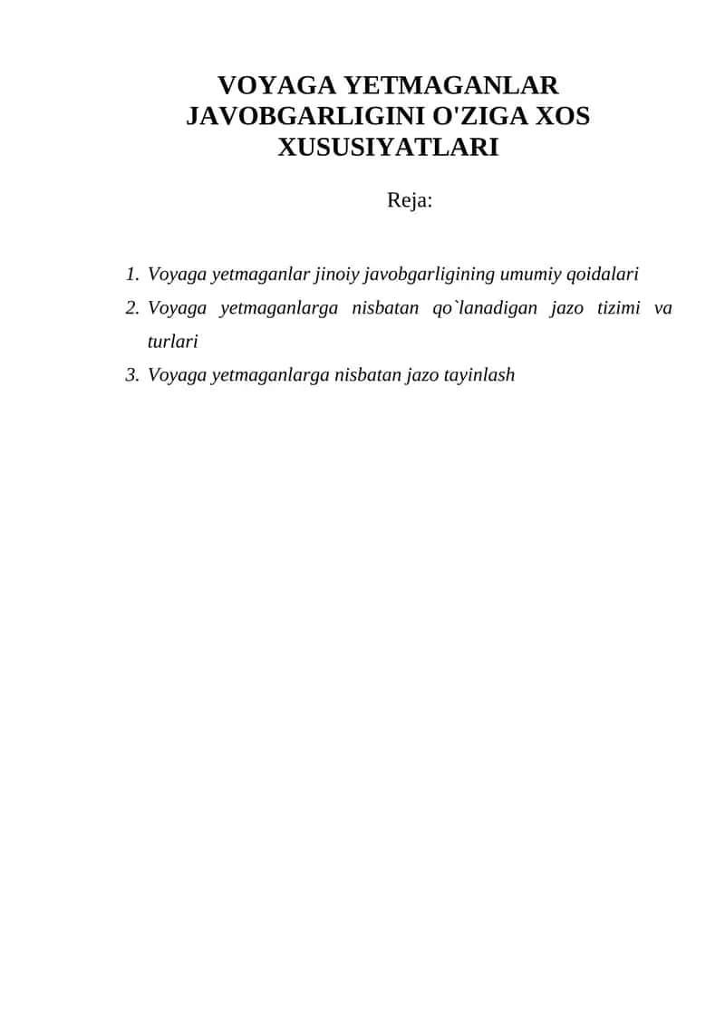 Voyaga Yetmaganlar Javobgarligini O'ziga Xos Xususiyatlari 1