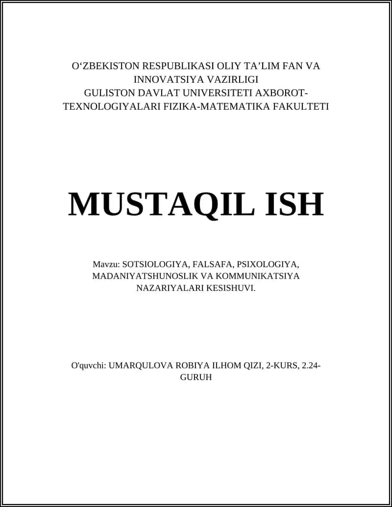Sotsiologiya va falsafada kommunikatsiya nazariyalarining kesishuvi 1