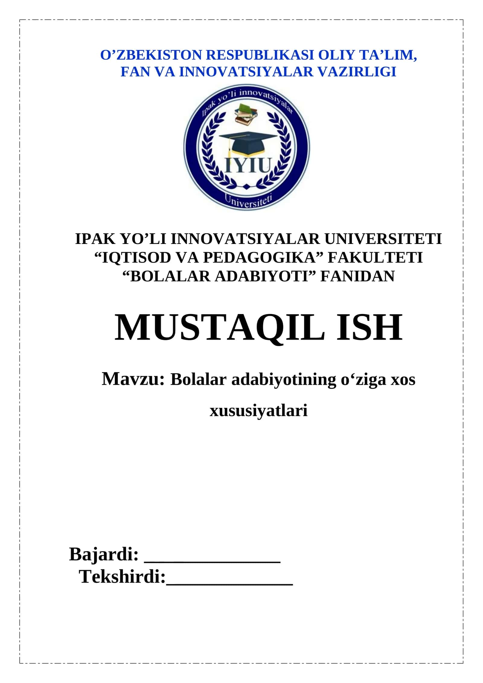 Bolalar adabiyotining oʻziga xos xususiyatlari 1