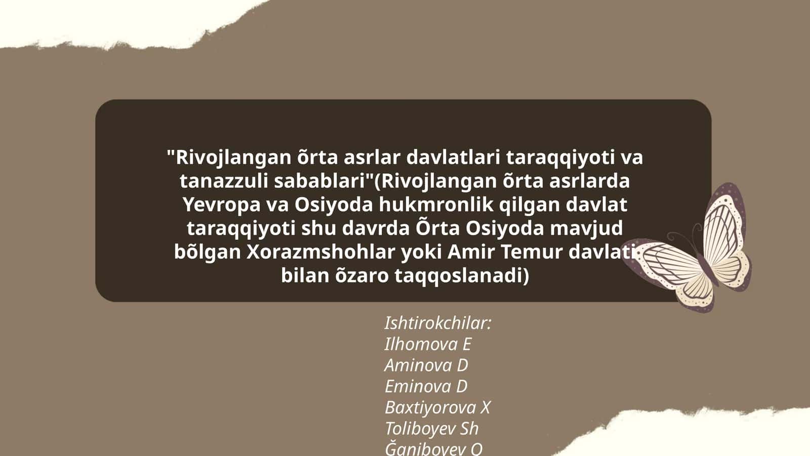 Rivojlangan õrta asrlar davlatlari taraqqiyoti va tanazzuli sabablari 1