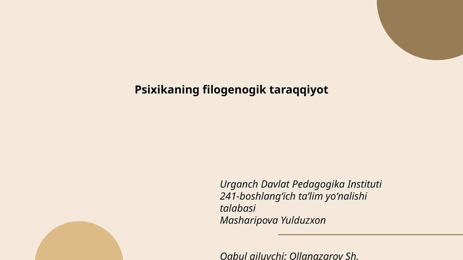 Psixikaning filogenogik taraqqiyot 1