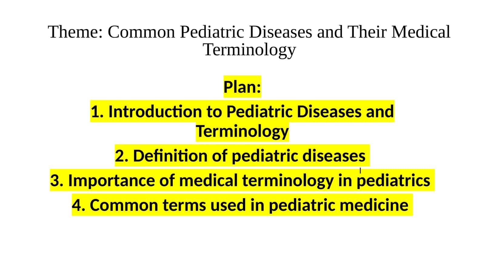 Common Pediatric Diseases and Their Medical Terminology 1