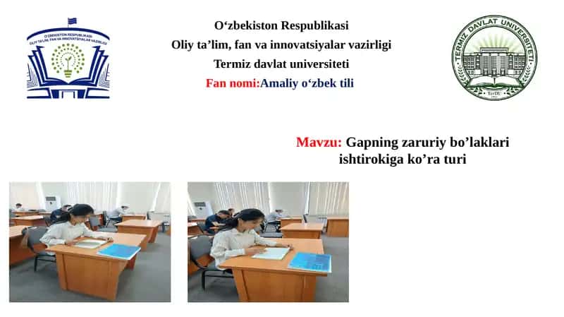 Gapning zaruriy bo’laklari ishtirokiga ko’ra turi 1