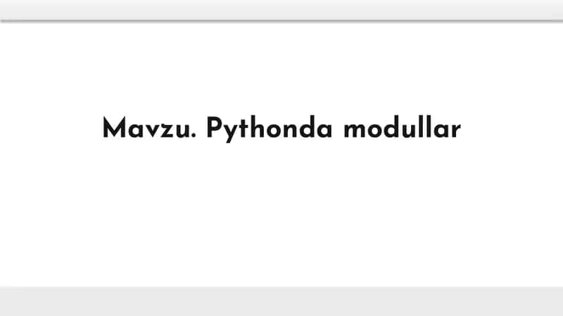 Pythonda modullar 1