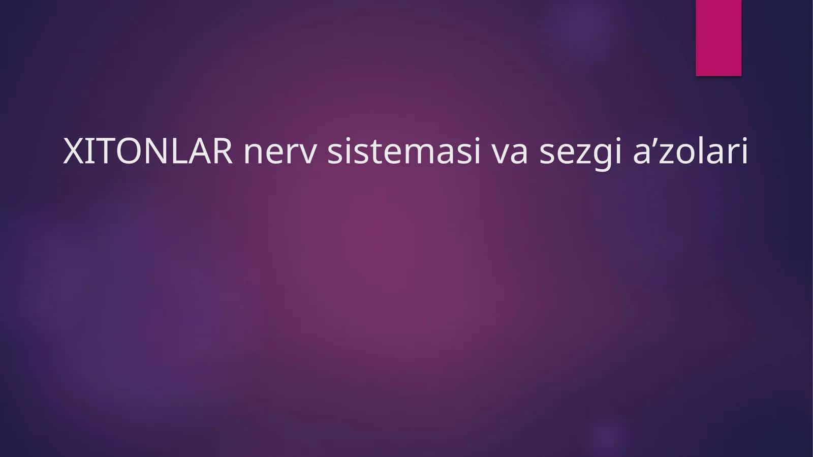 XITONLAR nerv sistemasini tahlil qilish 1