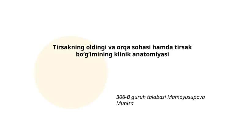 Tirsakning oldingi va orqa sohasi hamda tirsak boʻgʻimining klinik anatomiyasi 1