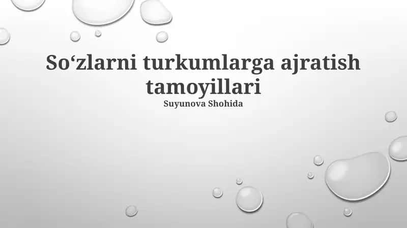 Soʻzlarni turkumlarga ajratish tamoyillari 1