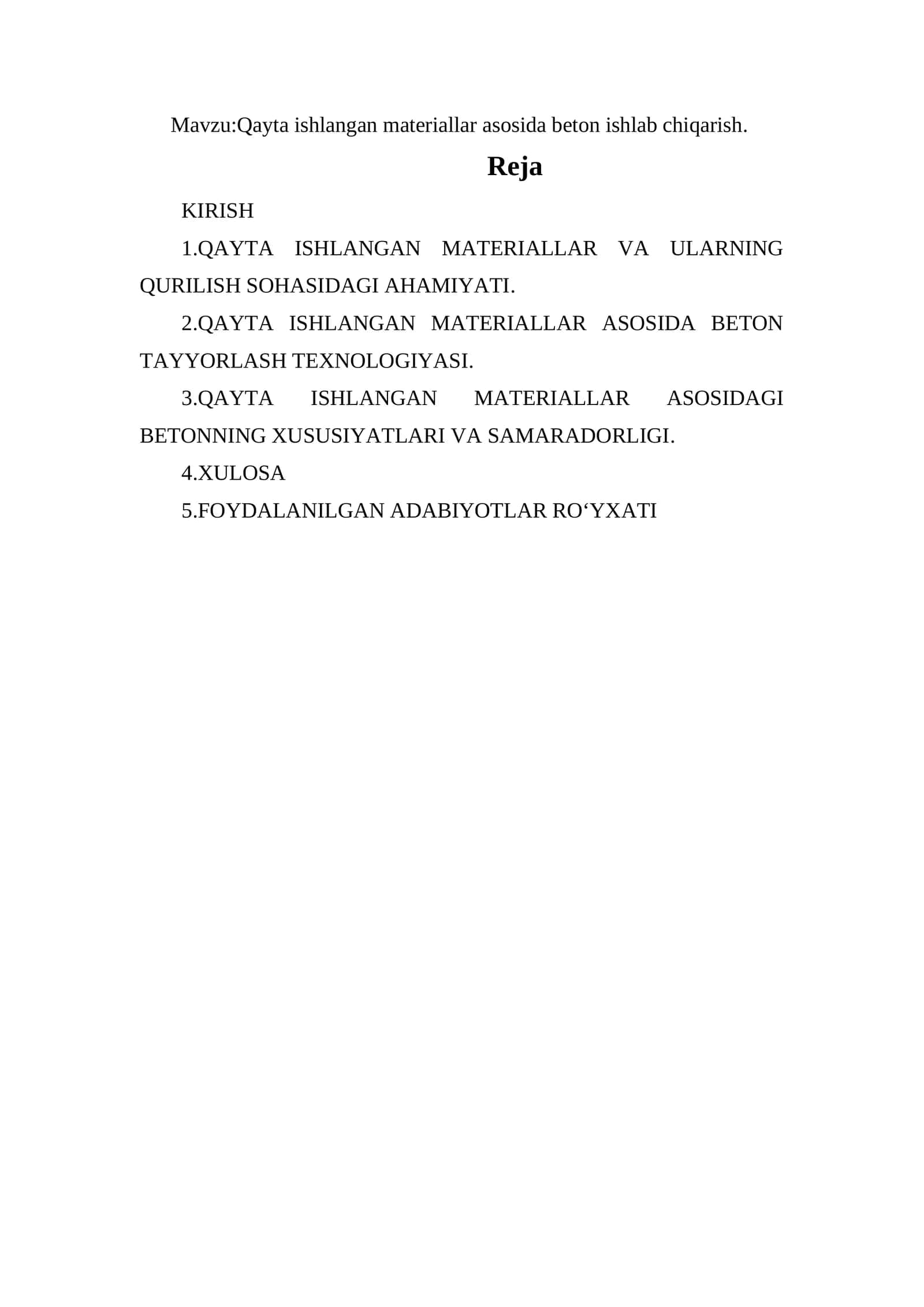 Qayta ishlangan materiallar asosida beton ishlab chiqarish 1