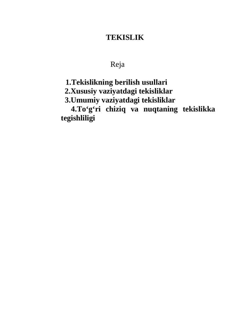 Tekislik 1