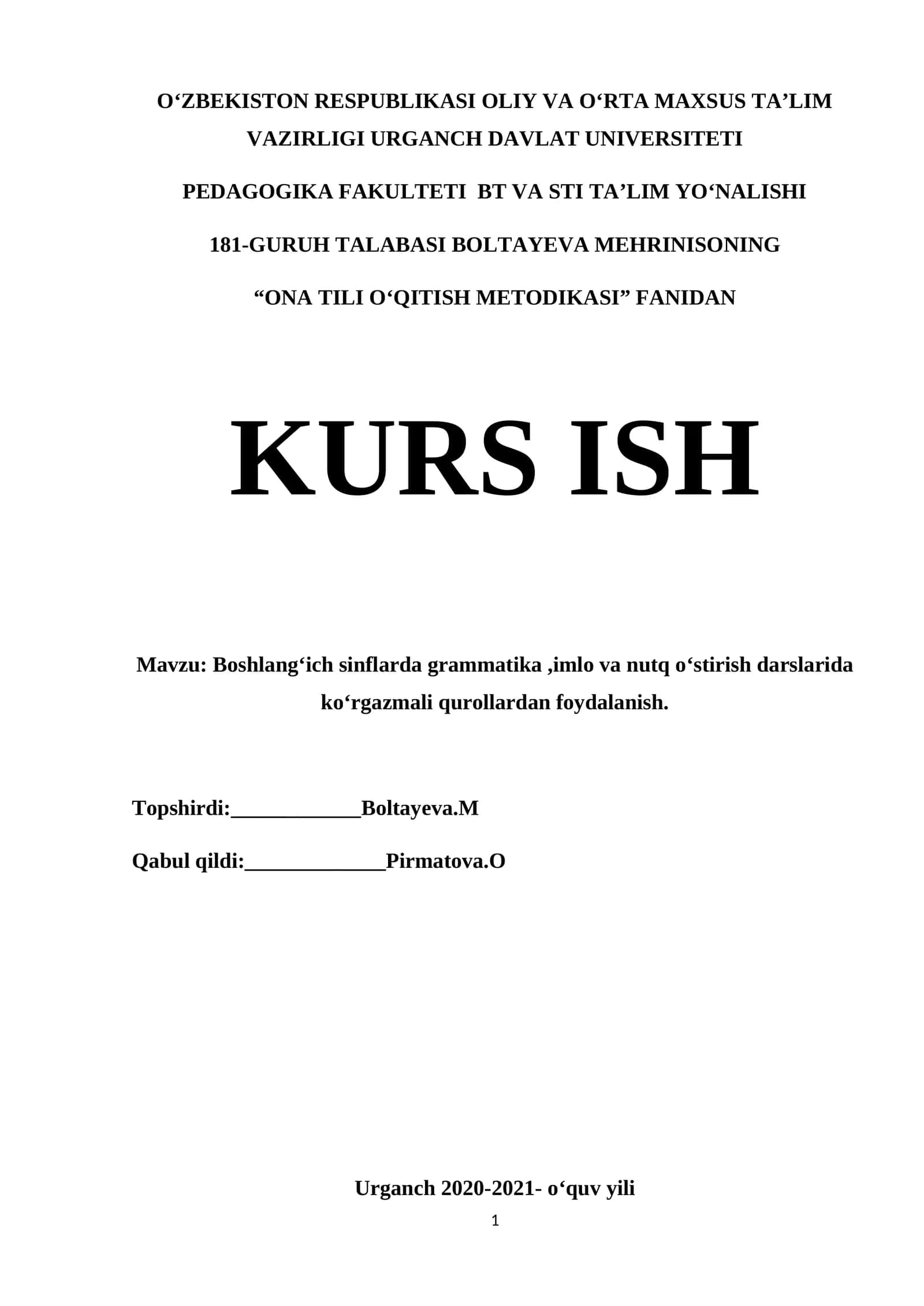 ONA TILI O‘QITISH METODIKASI 1