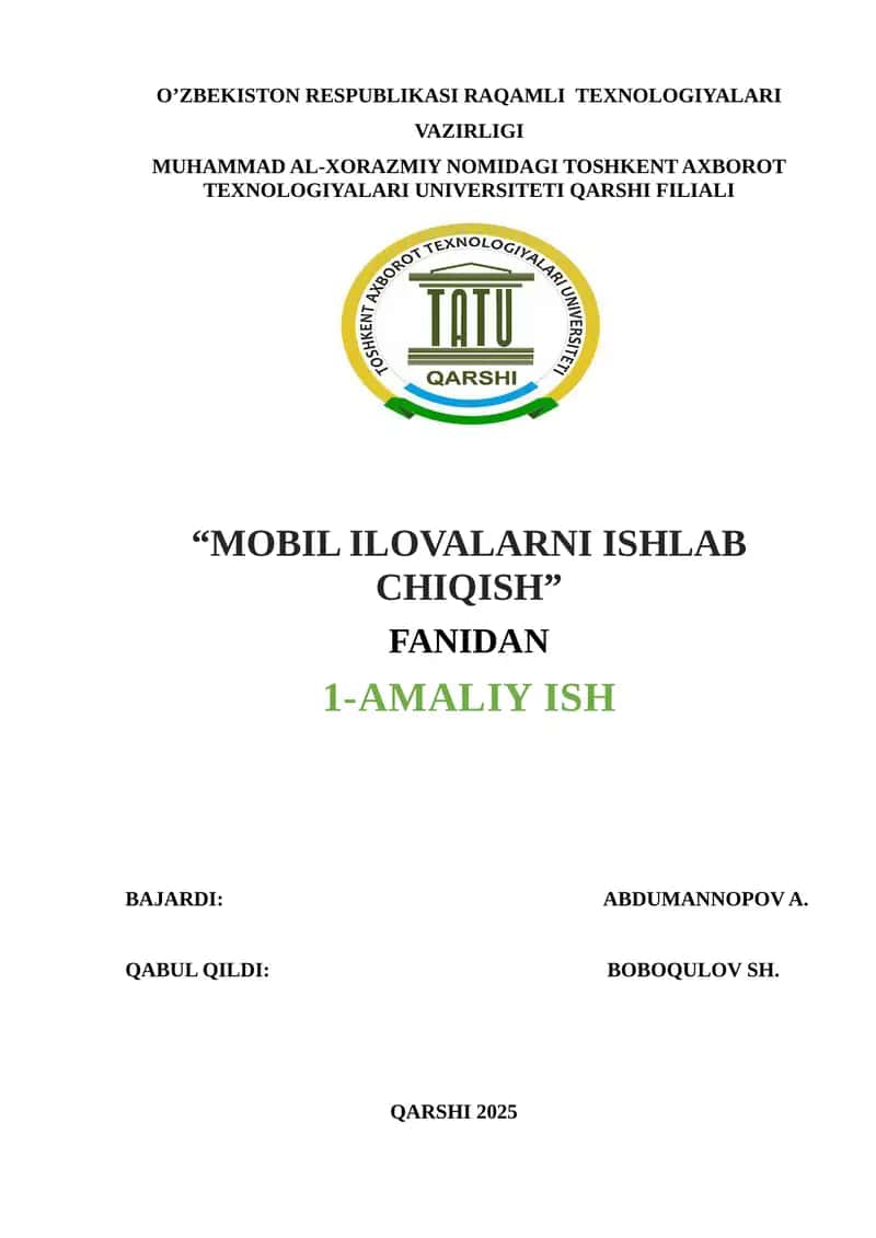 MOBIL ILOVALARNI ISHLAB CHIQISH 1