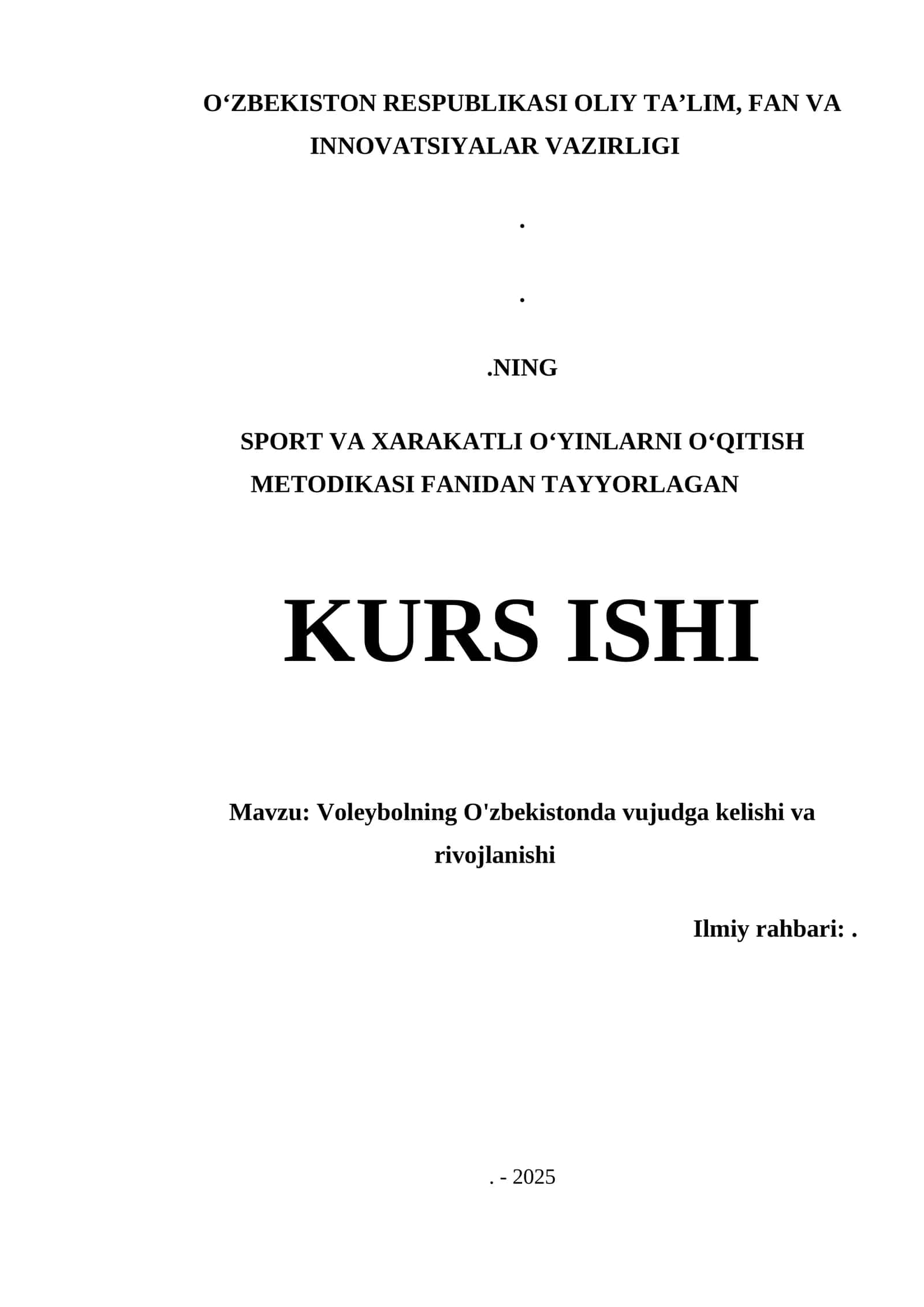 Voleybolning O'zbekistonda vujudga kelishi va rivojlanishi 1