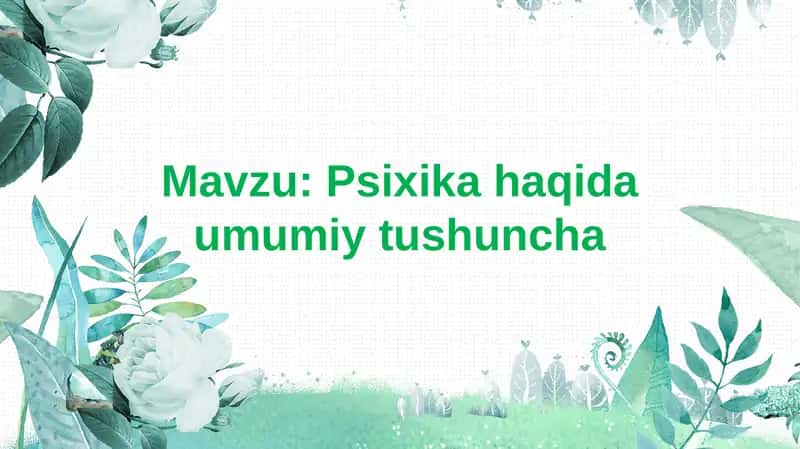 Psixika haqida umumiy tushuncha 1