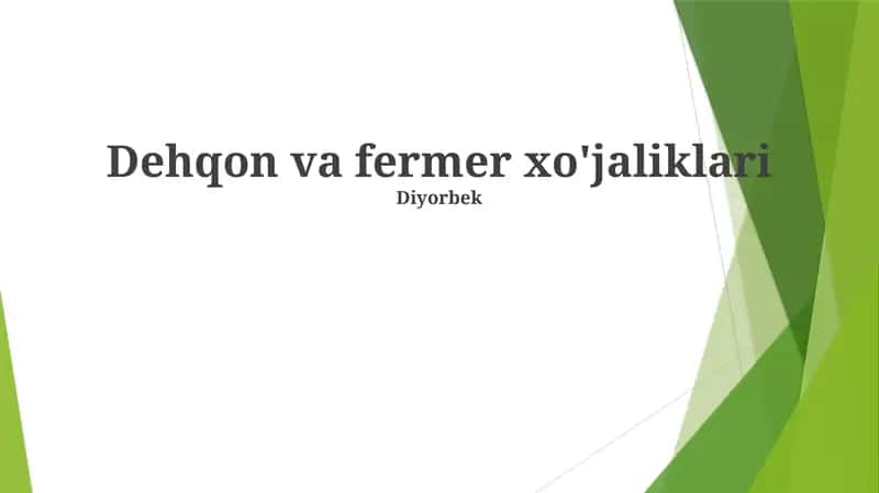 Fermer xo'jaliklarining moliyaviy holati 1