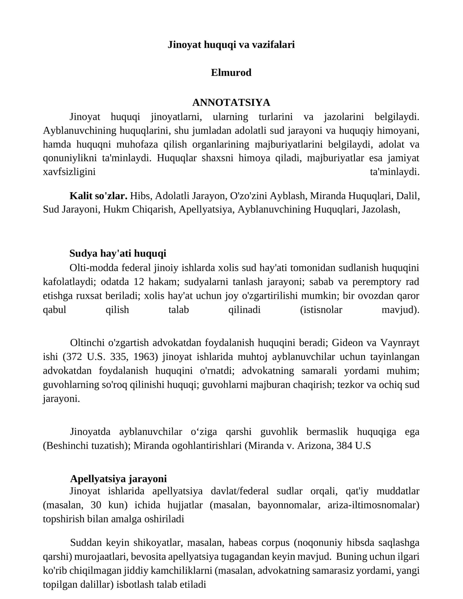 Jinoyat huquqi va vazifalari 1