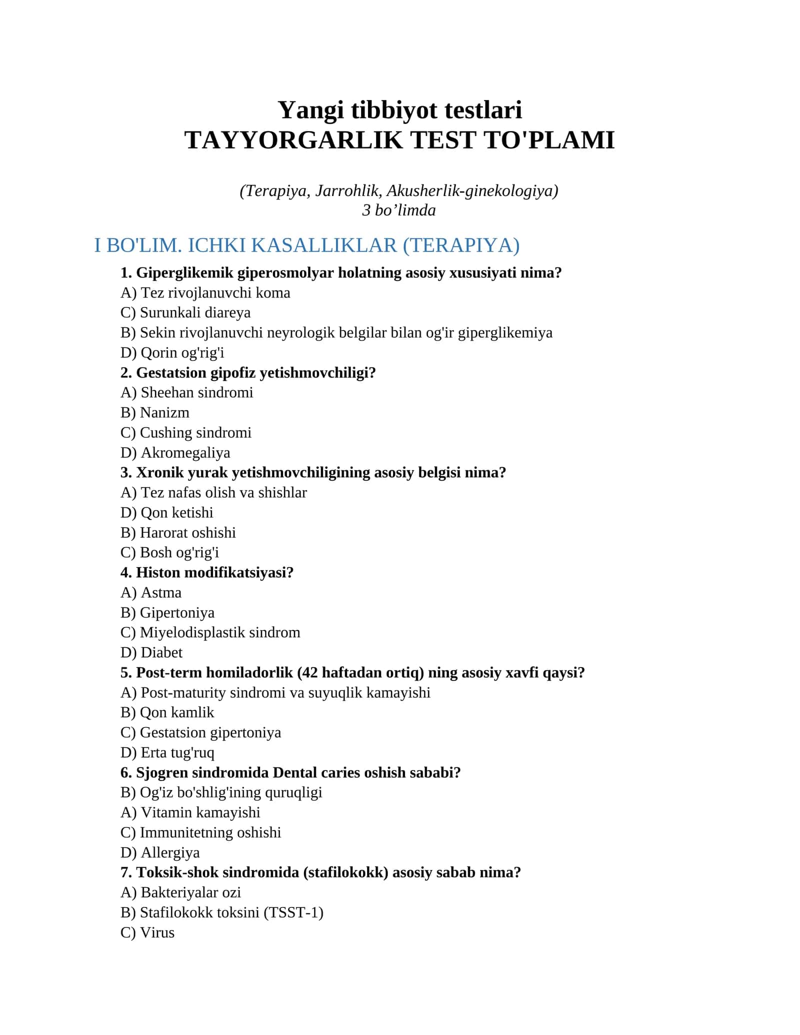 Yangi tibbiyot testlari 1