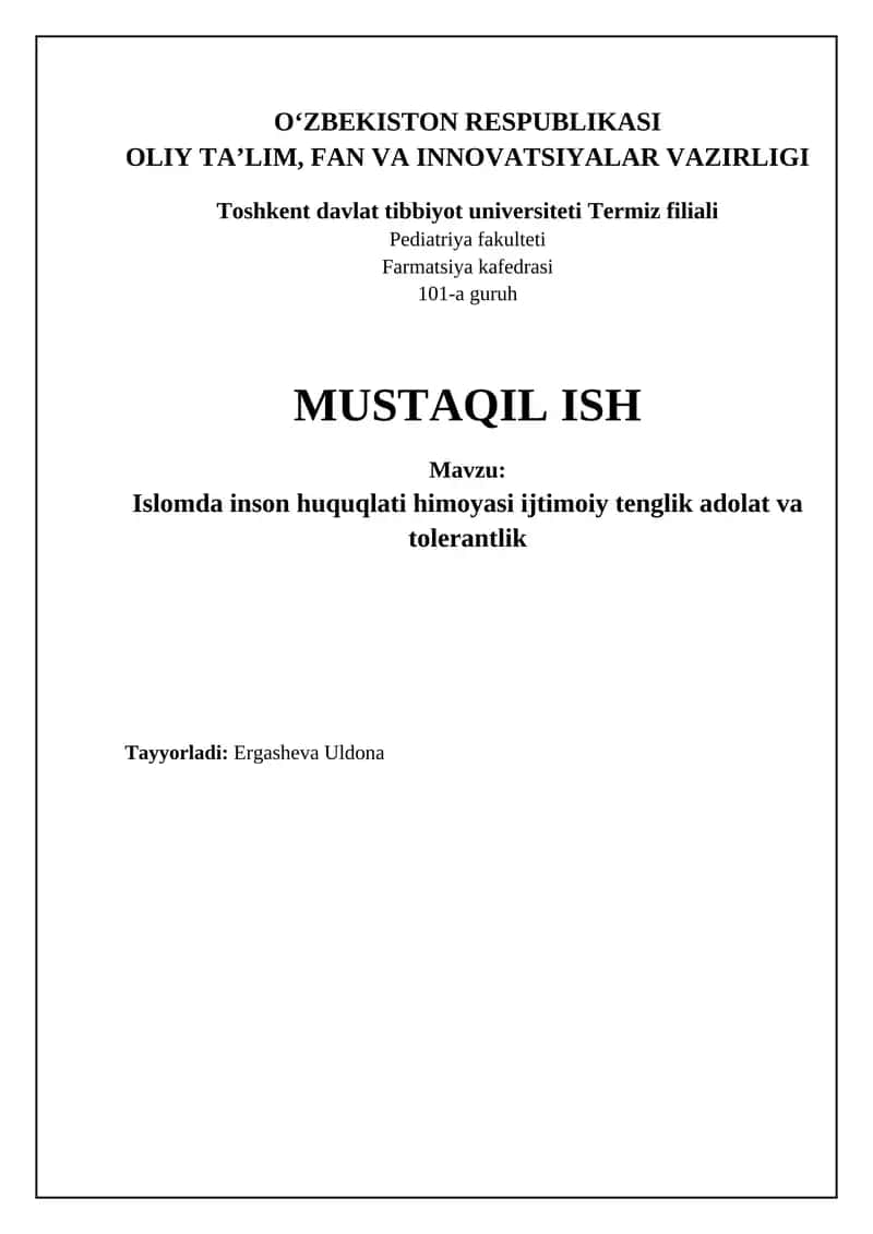 Islomda inson huquqlari himoyasi 1